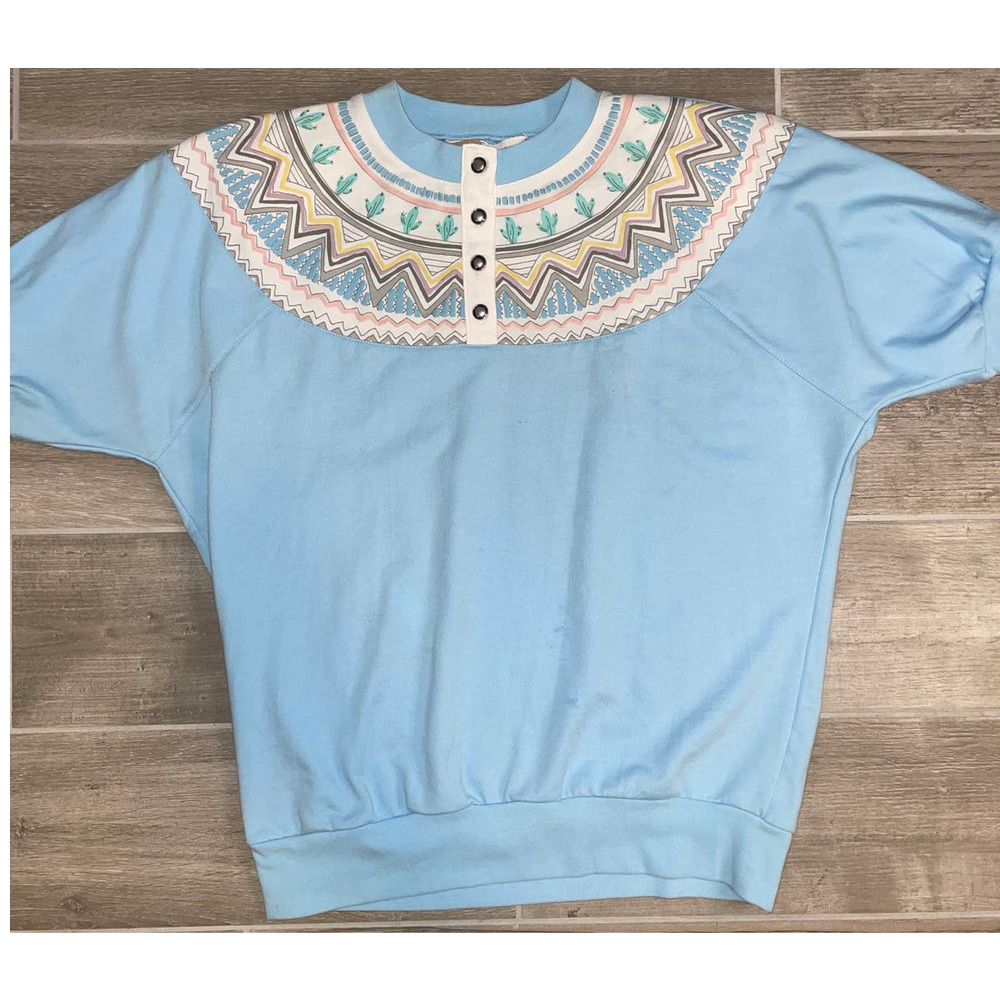 Vintage 80s Baby Blue Short Sleeve Shirt